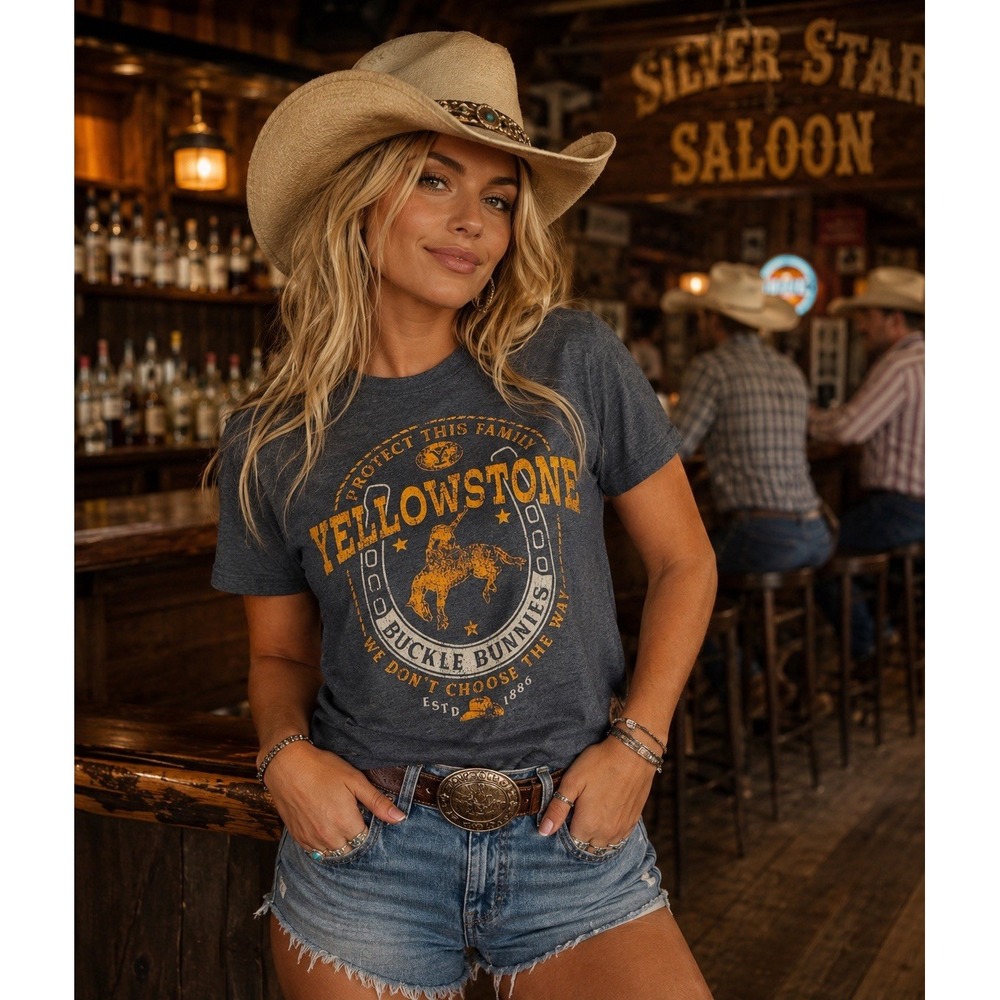 Yellowstone Buckle Bunnies Women's Small Graphic T-Shirt Western Cowboy Rodeo